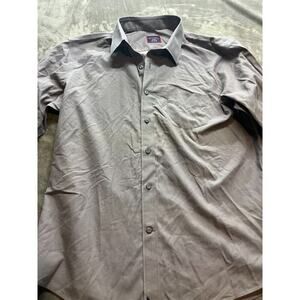 Untuckit Shirt‎ Men's Large Grey Cotton Button Up Dress Casual Nylon